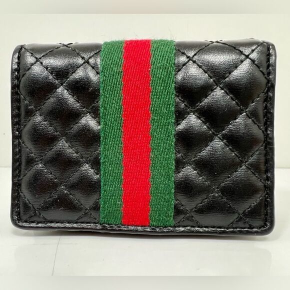 GUCCI GG Marmont Bifold Wallet quilted sherry line black leather without box - Picture 3 of 11
